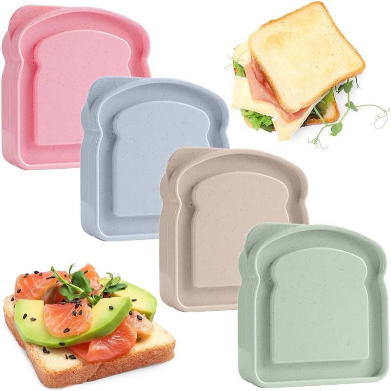 Food Storage Camping - 1/4pcs Sandwich Container Lunch Box Toast-shaped