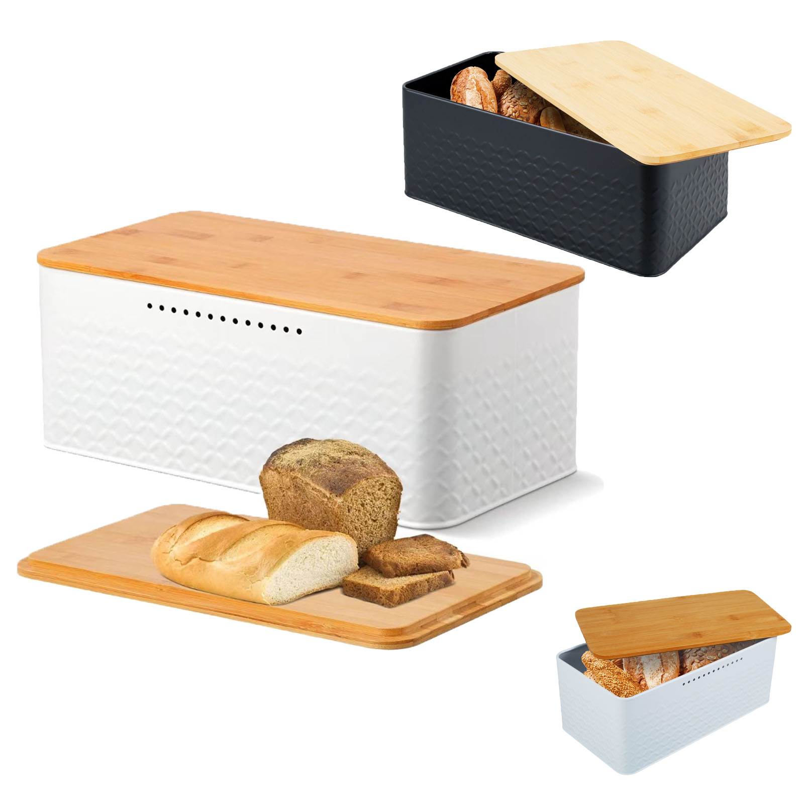 Bread Box Bamboo - Bread Box with Bamboo Lid Metal