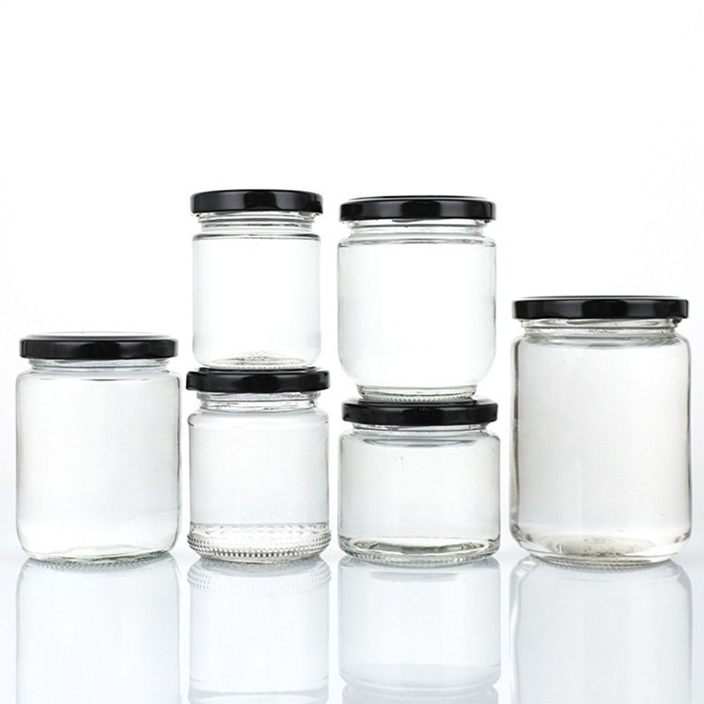Food Storage Glass Round - 1Pcs with Black Airtight Lids Glass