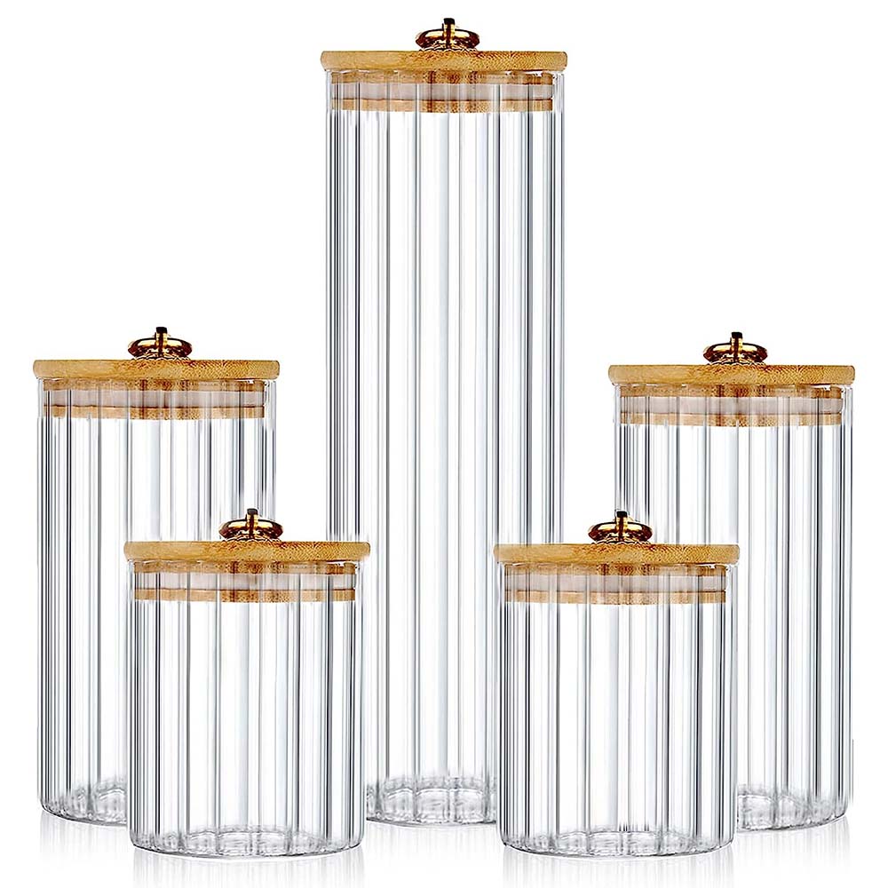Food Storage Glass Set - Glass Storage Jars Set of 3,