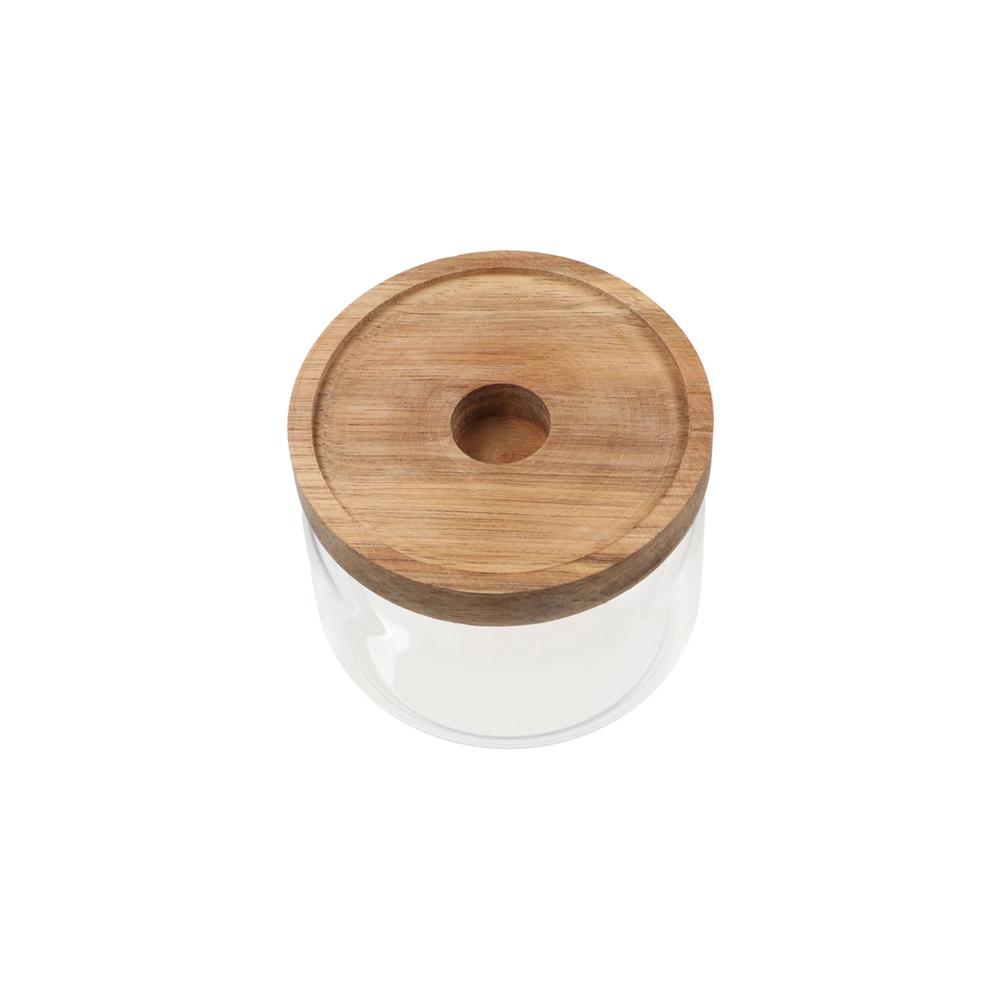 Food Storage Glass Round - Multi-Use Wooden Lid Glass Food Storage