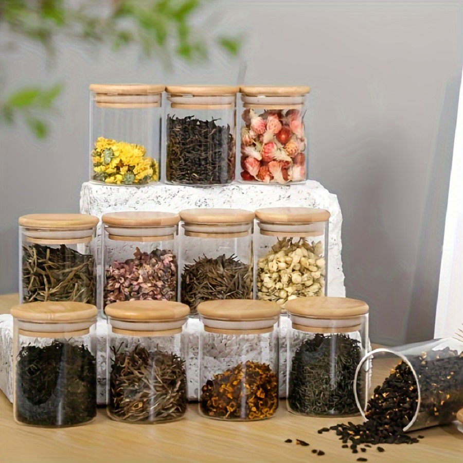 Food Storage Glass Set - 12pcs/set Airtight Glass Storage Jar with