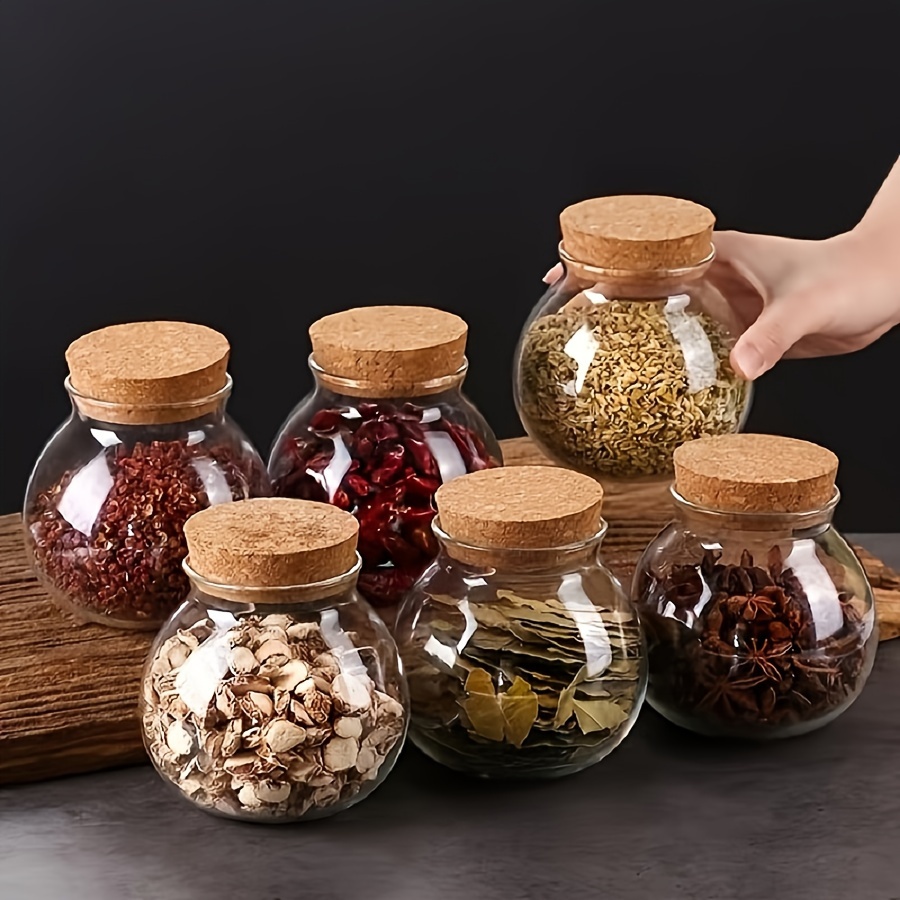 Food Storage Glass Set - 500ML Clear Glass Storage Canister,Round Decorative