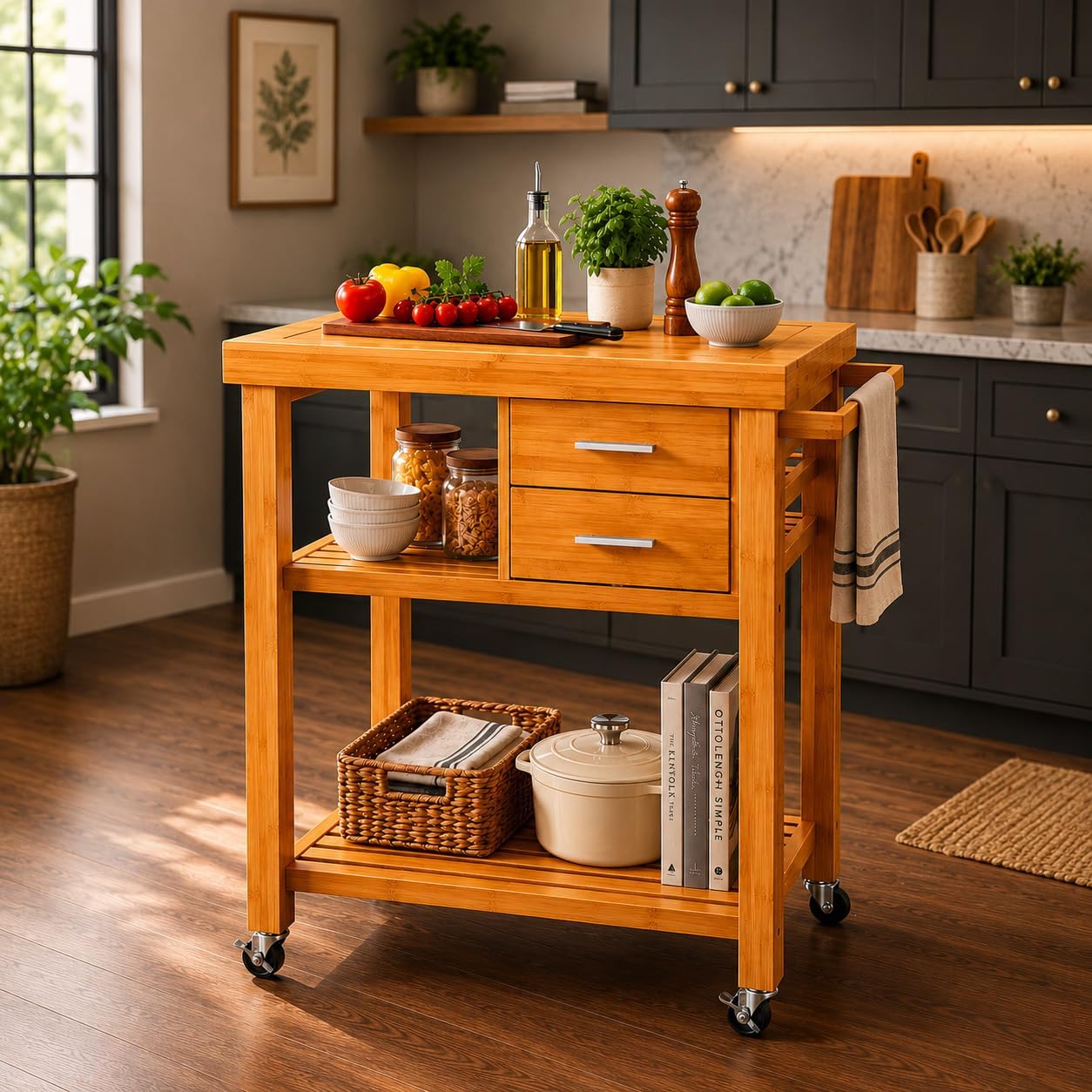 Food Storage On Wheels - Rolling Kitchen Island Cart On Wheels,