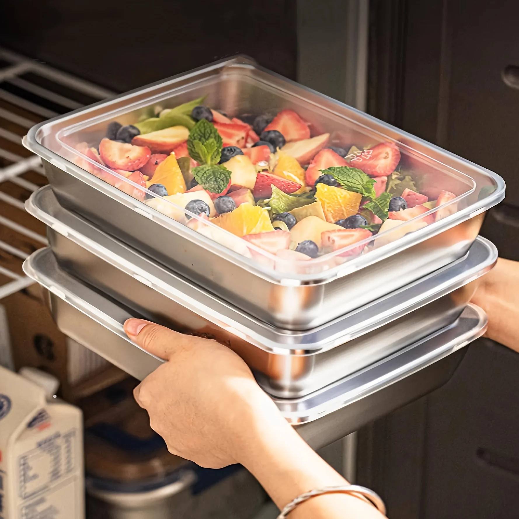 Food Storage Camping - 3pcs Stainless Steel Food Containers &