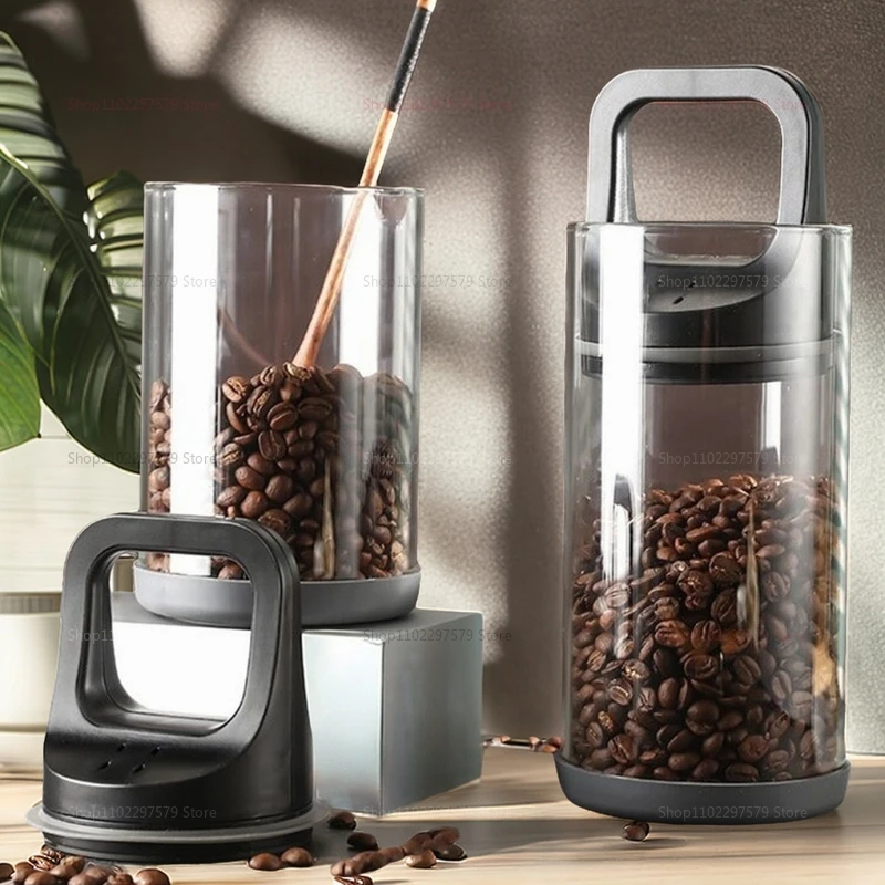 Food Storage Glass Set - Coffee Beans Vacuum Sealed Tank Transparent