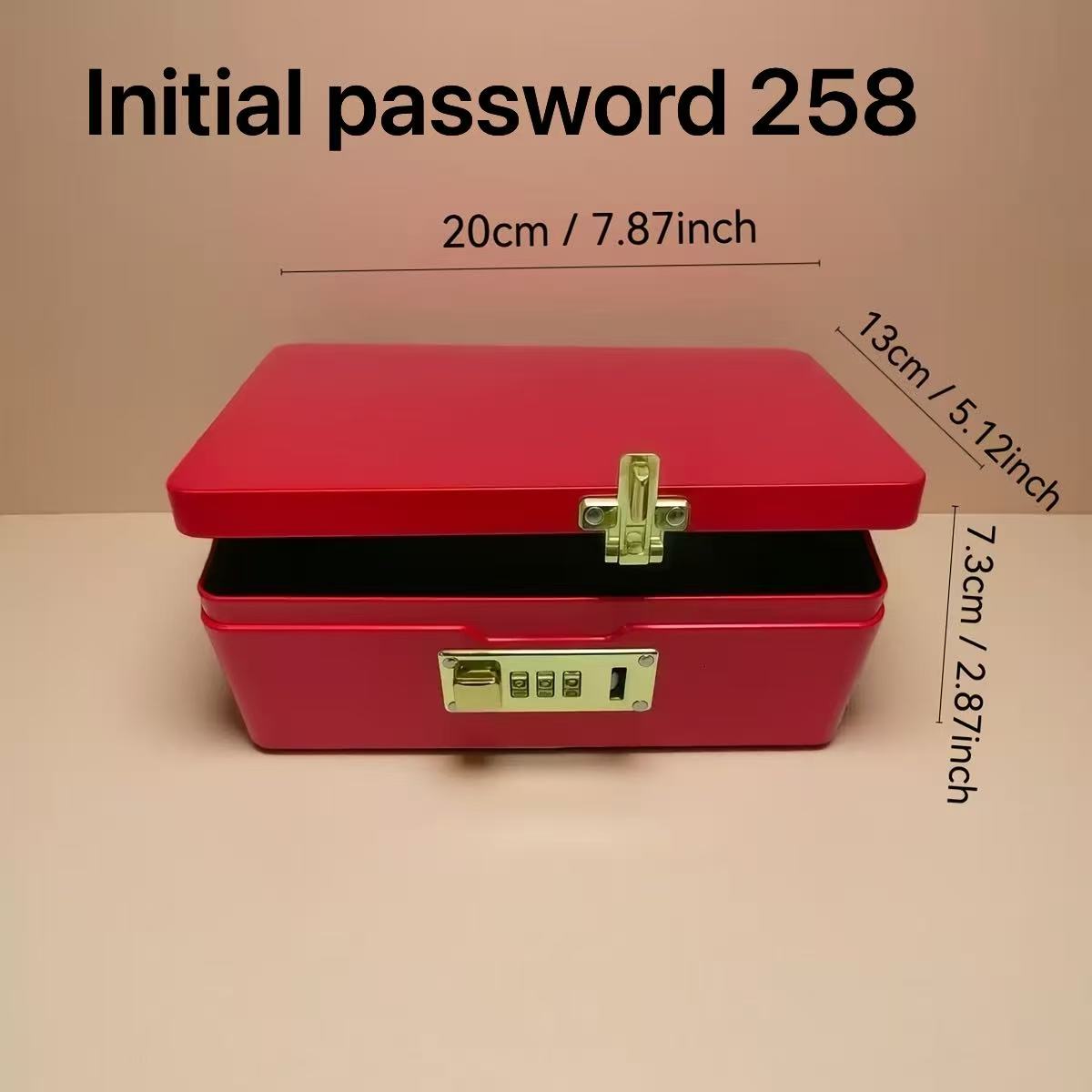 Food Storage Lock Box - Red Password-Locked Storage Iron Box for
