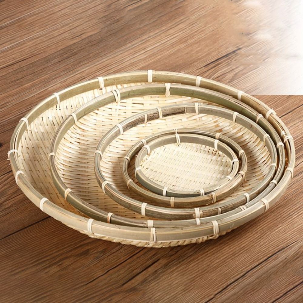 Bread Box Bamboo - Handmade Woven Bamboo Tray Bamboo Round