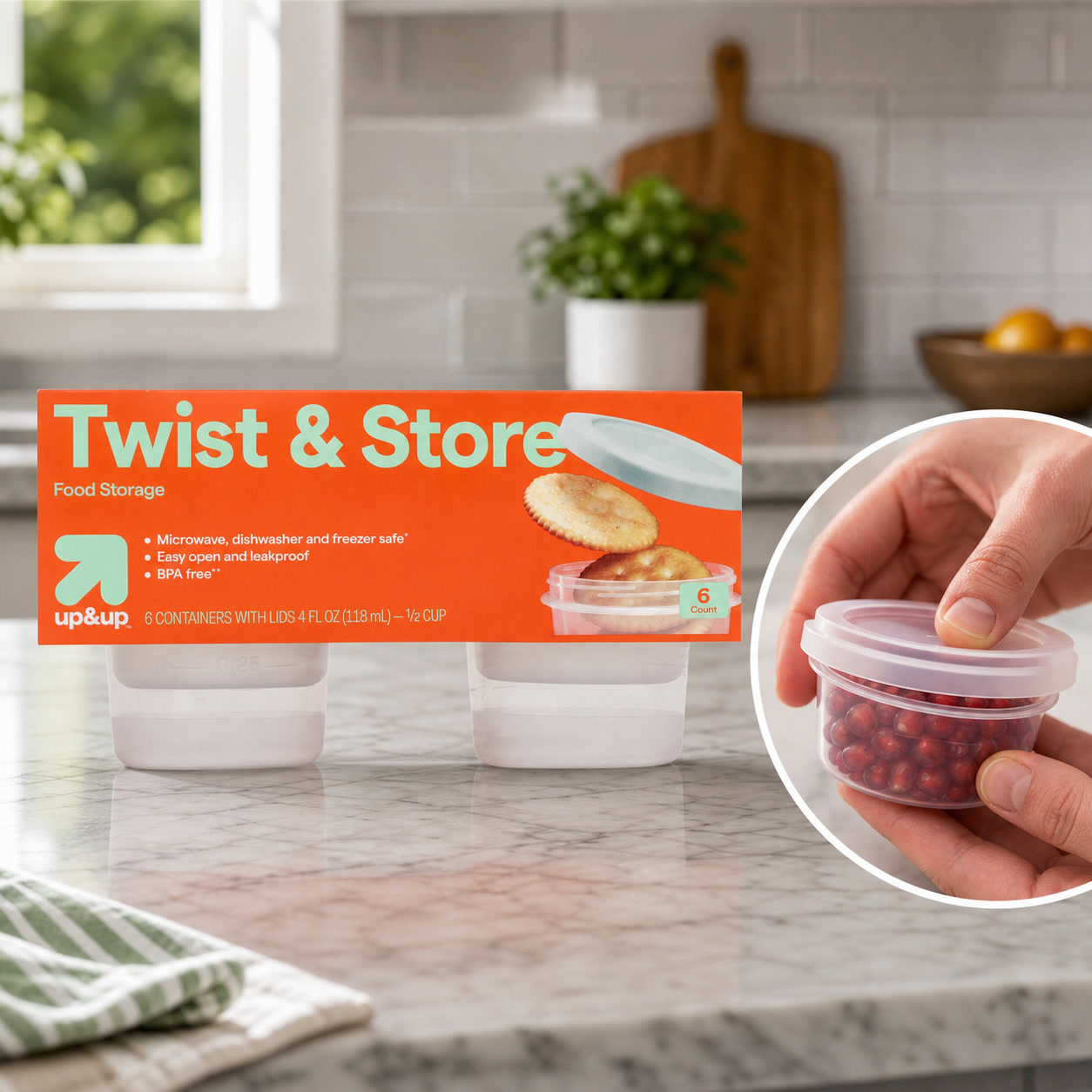 Food Storage Meal Prep - 6ct Round Twist-Lock Food Storage Containers,