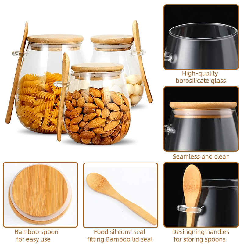 34oz sealed glass jar with spo - đánh giá và giá Food Storage Glass Set