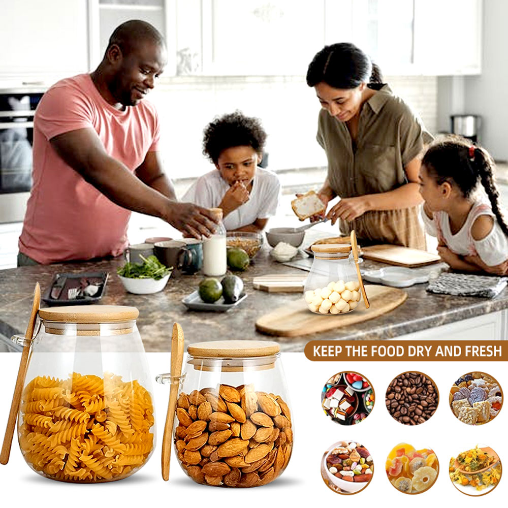 34oz sealed glass jar with spo - đánh giá và giá Food Storage Glass Set
