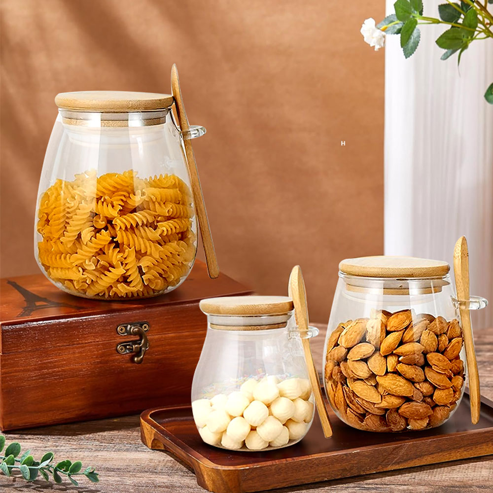 34oz sealed glass jar with spo - đánh giá và giá Food Storage Glass Set