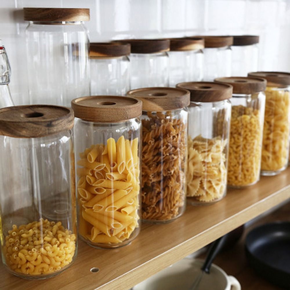 Wooden Lid Glass Food Storage  - đánh giá và giá Food Storage Glass Round