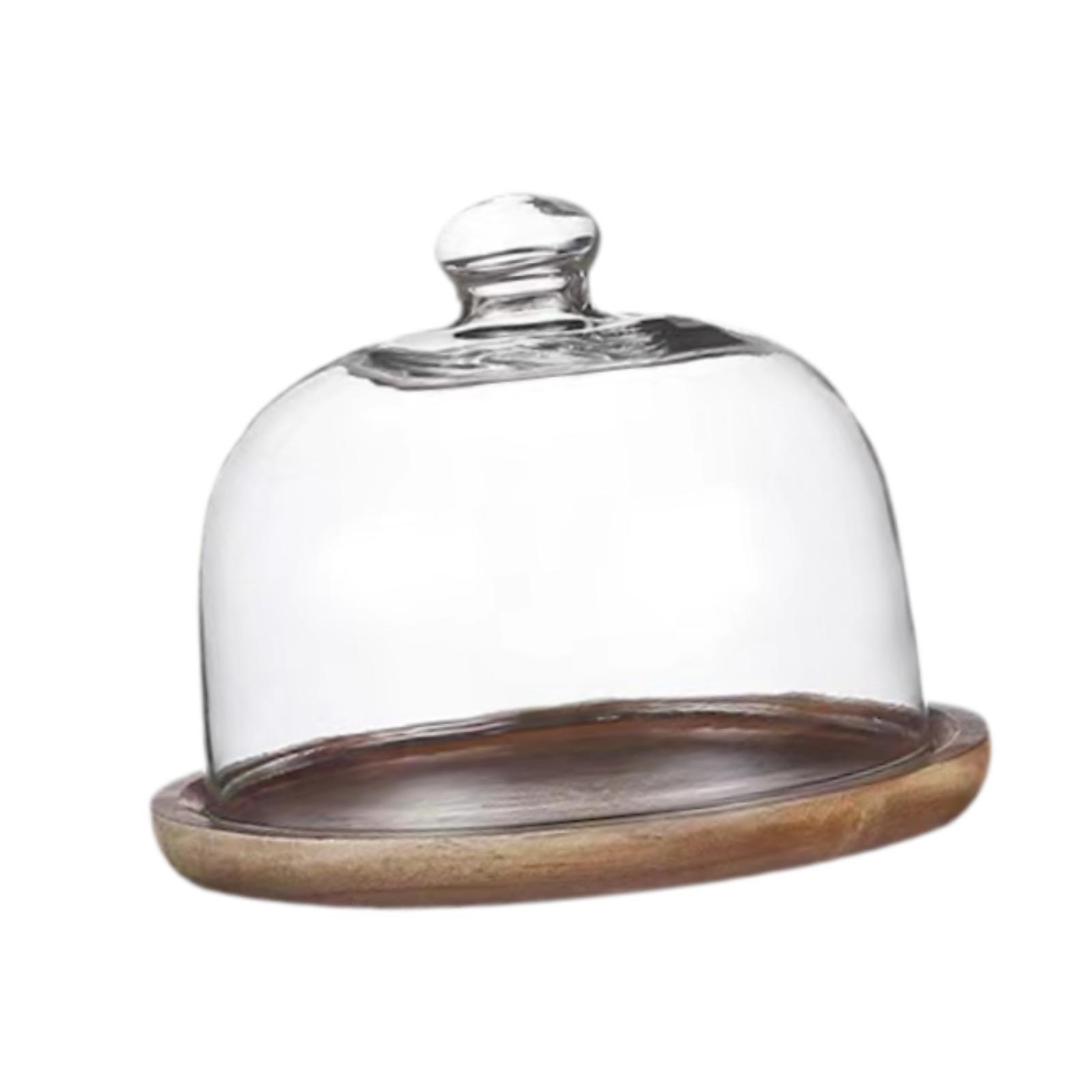 Wooden Cake Stand with Glass C - đánh giá và giá Food Storage Glass Round