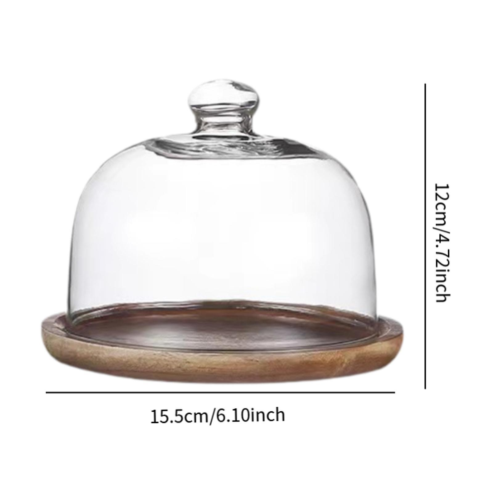 Wooden Cake Stand with Glass C - đánh giá và giá Food Storage Glass Round