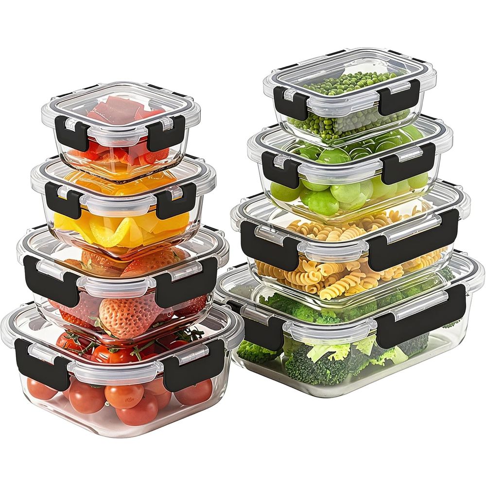 8-Piece Borosilicate Glass Foo - đánh giá và giá Food Storage Glass Set