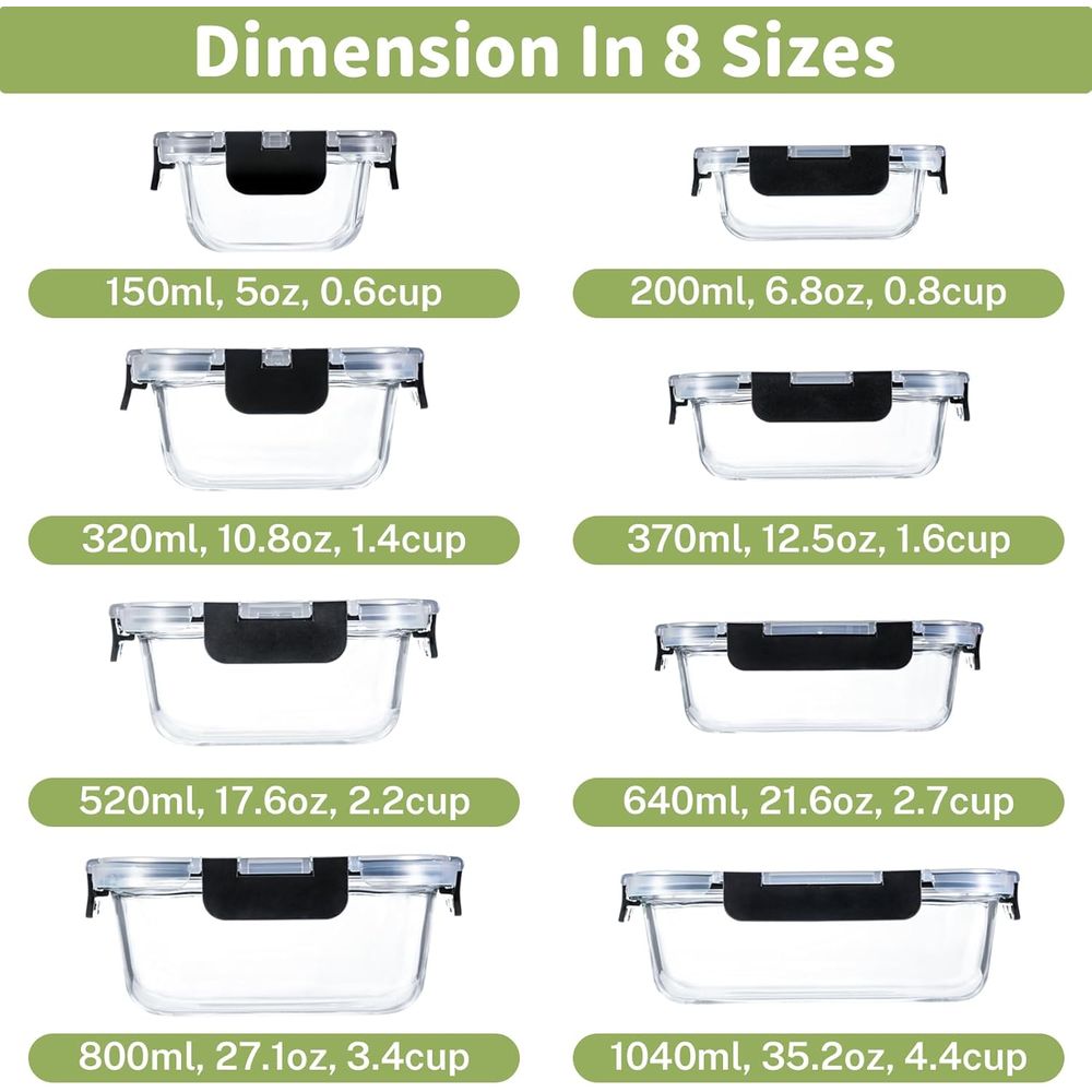 8-Piece Borosilicate Glass Foo - đánh giá và giá Food Storage Glass Set