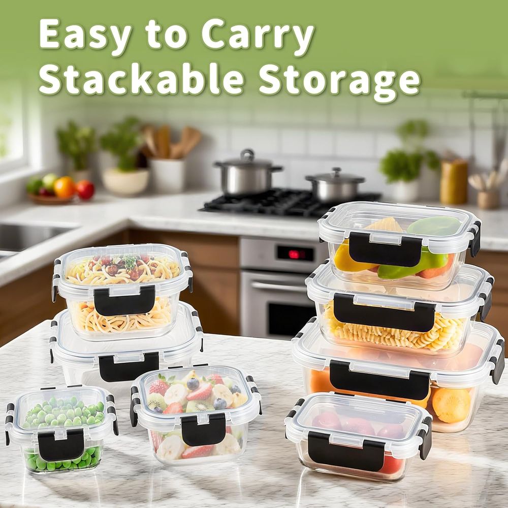 8-Piece Borosilicate Glass Foo - đánh giá và giá Food Storage Glass Set