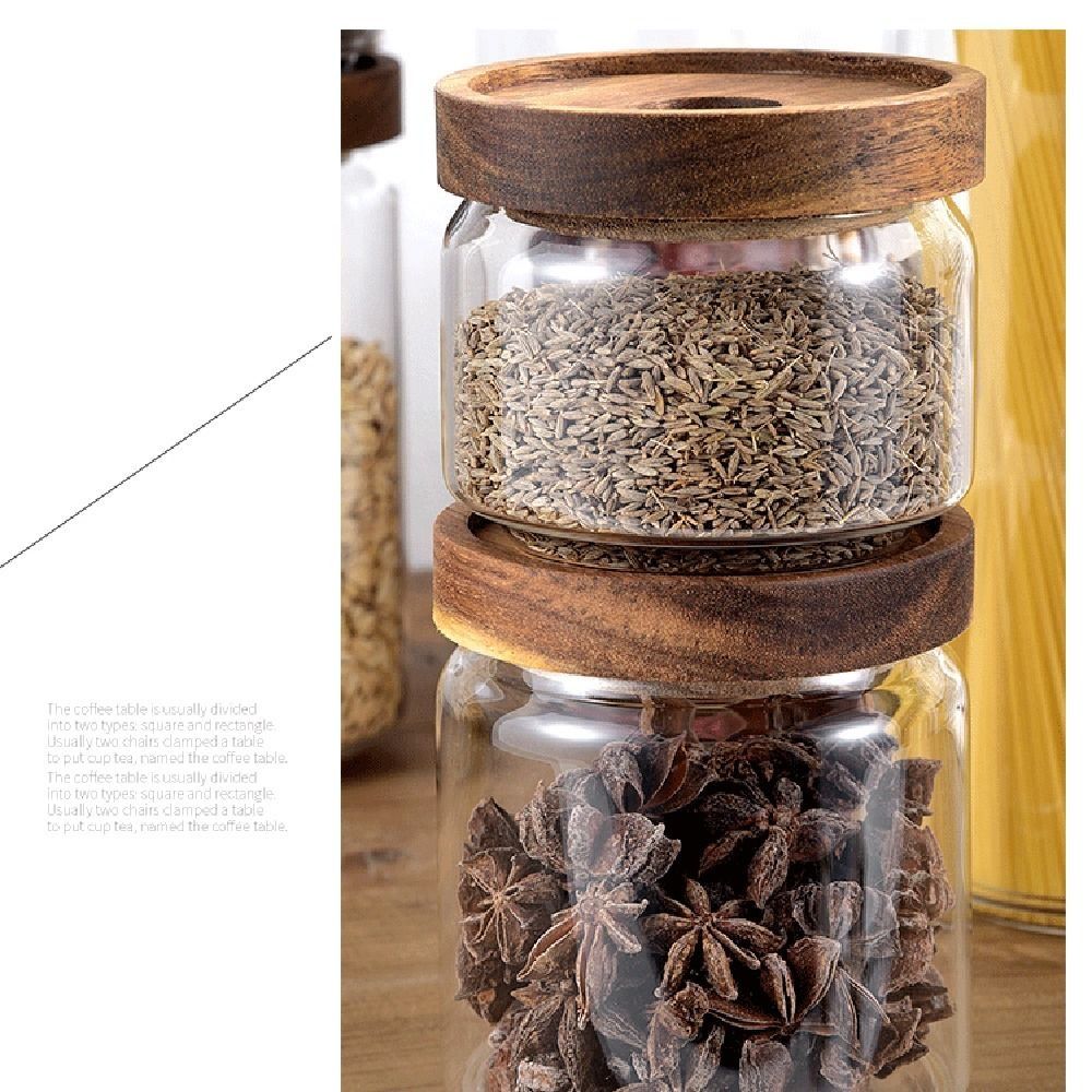 Multi-Use Wooden Lid Glass Foo - đánh giá và giá Food Storage Glass Round