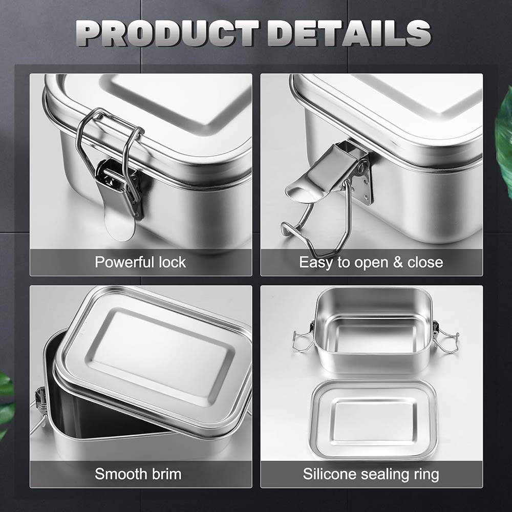4Pcs Stainless Steel Bento Box - đánh giá và giá Food Storage Lock Box
