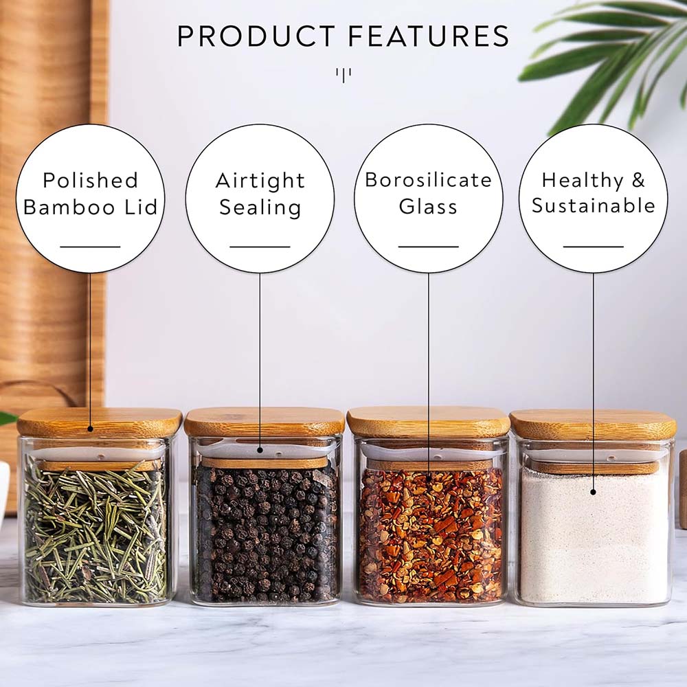 5oz Glass Jars Set with Spice  - đánh giá và giá Food Storage Glass Set