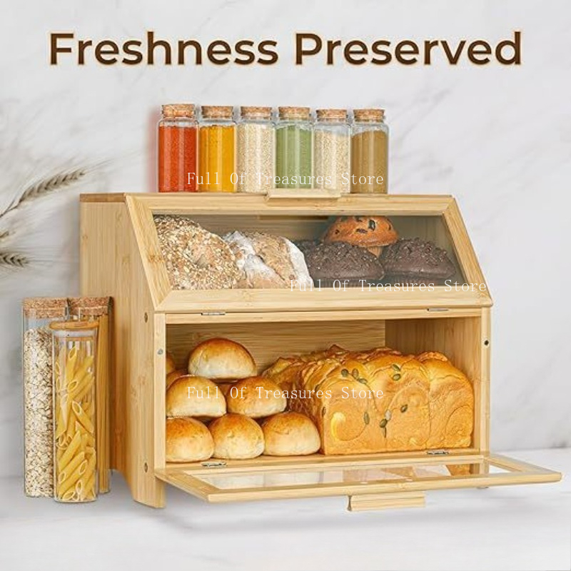 Bamboo Bread Box Fit for Home  - đánh giá và giá Bread Box Bamboo