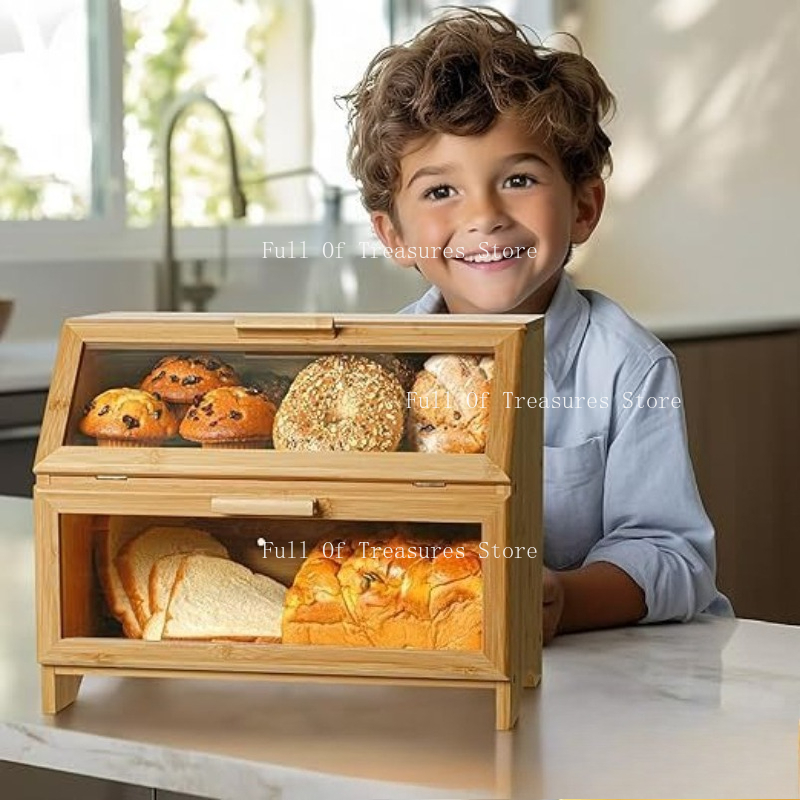 Bamboo Bread Box Fit for Home  - đánh giá và giá Bread Box Bamboo