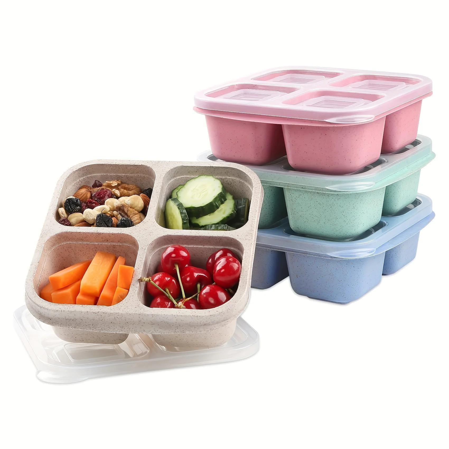 Snack Box with Four Transparen - đánh giá và giá Food Storage Meal Prep