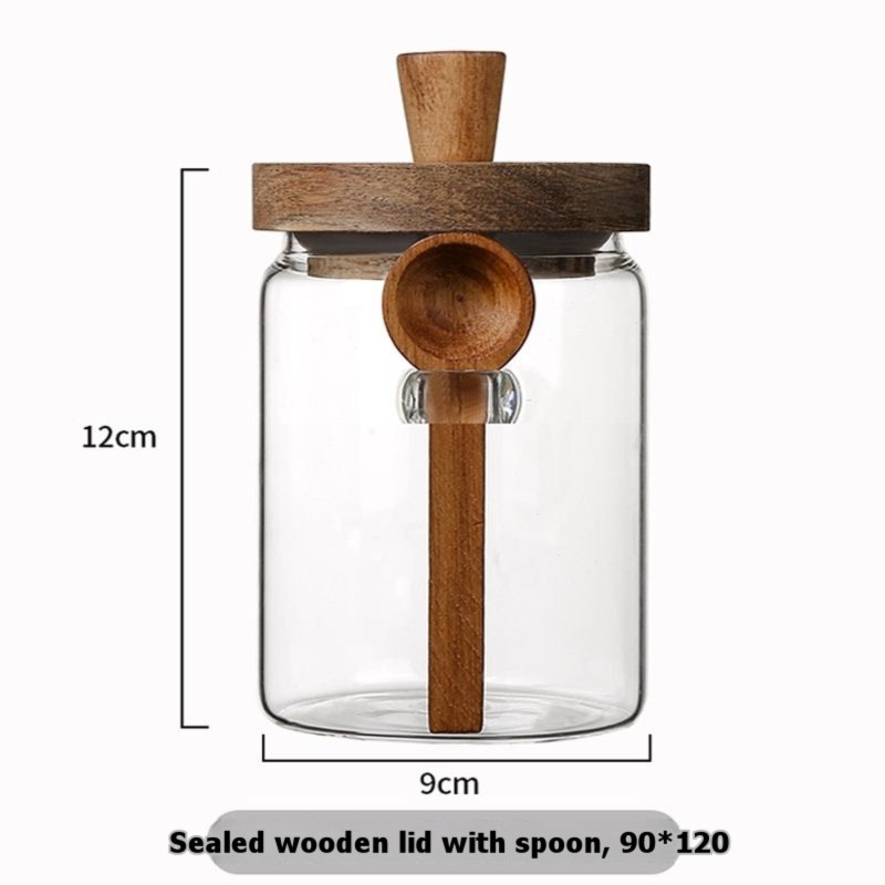 ABJI-Glass Jar With Wooden Lid - đánh giá và giá Food Storage Glass Set