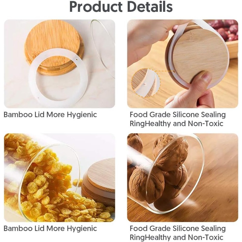 12 Glass Jars Set with Bamboo  - đánh giá và giá Food Storage Glass Set