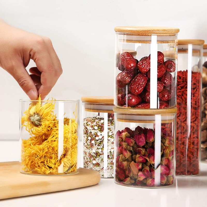 12 Glass Jars Set with Bamboo  - đánh giá và giá Food Storage Glass Set
