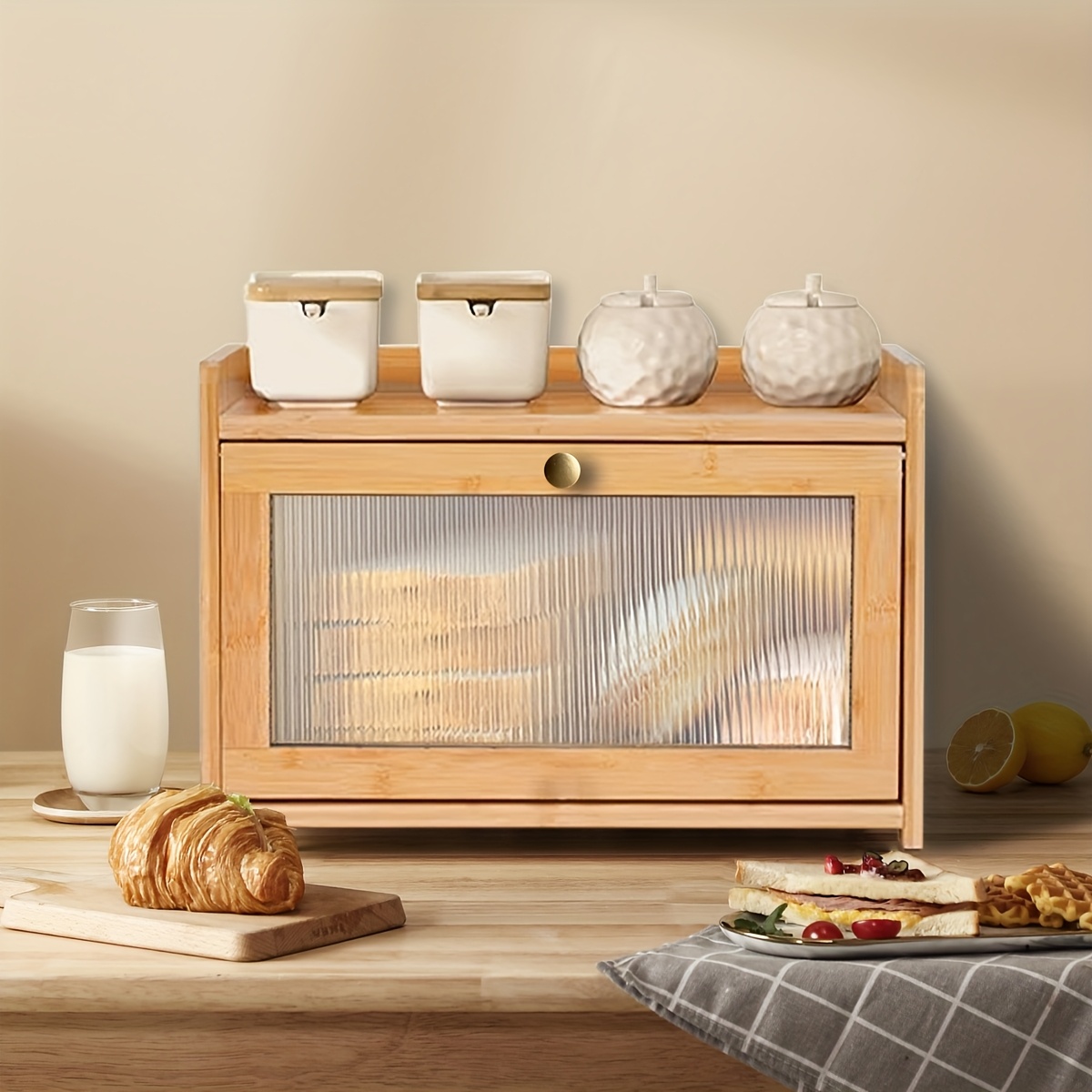 2-Tier Bamboo Bread Box with C - đánh giá và giá Bread Box Bamboo