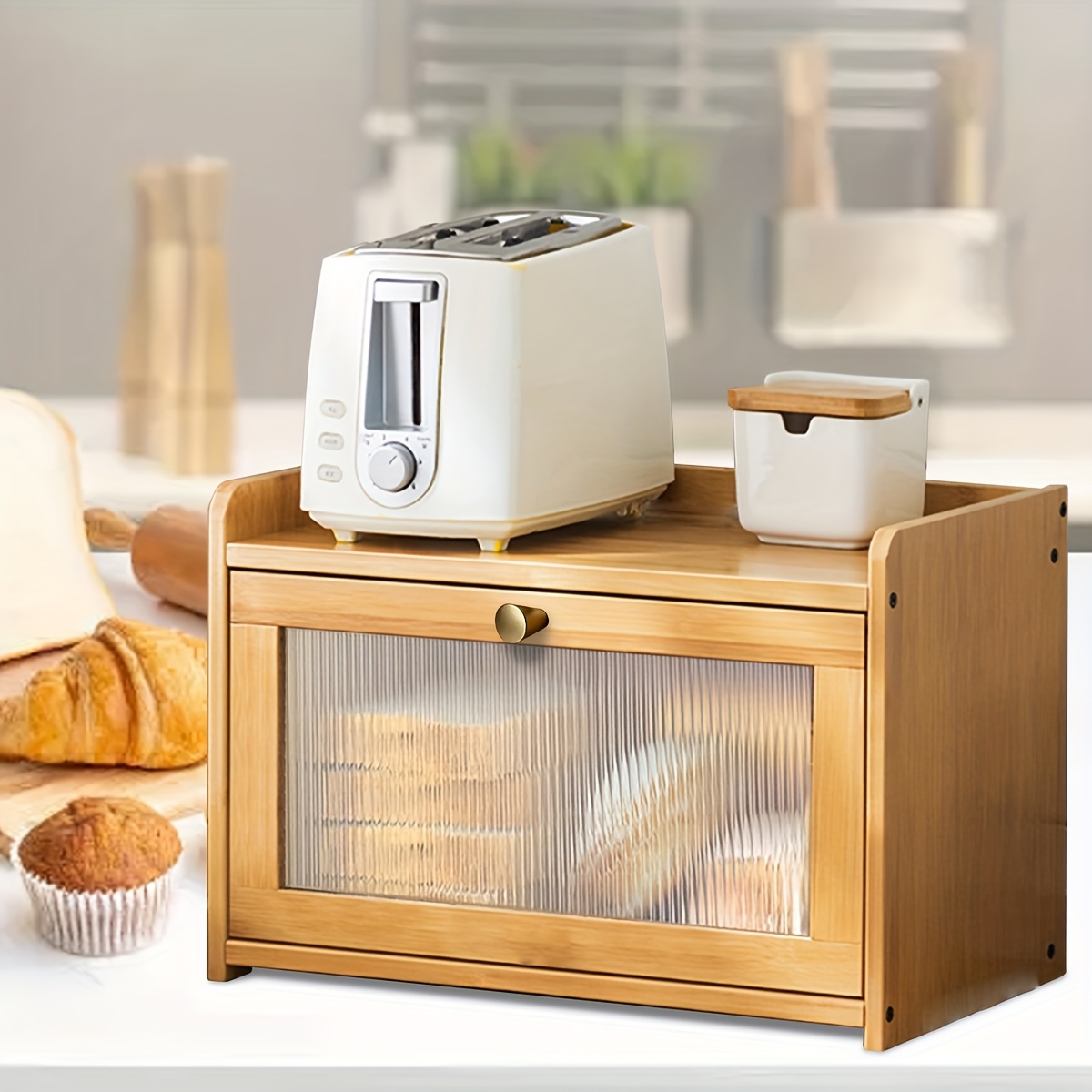 2-Tier Bamboo Bread Box with C - đánh giá và giá Bread Box Bamboo