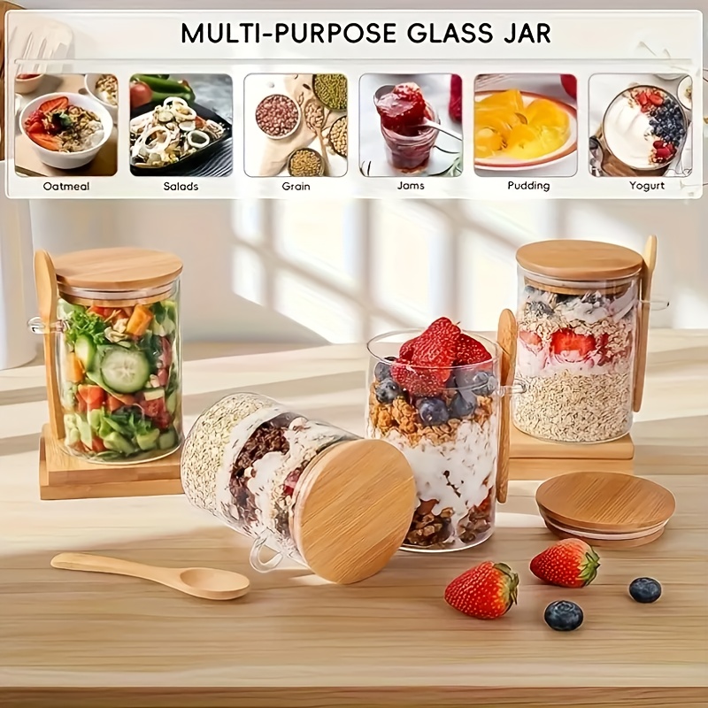 1/2/4/8Pcs Oatmeal Glass Cup S - đánh giá và giá Food Storage Glass Set