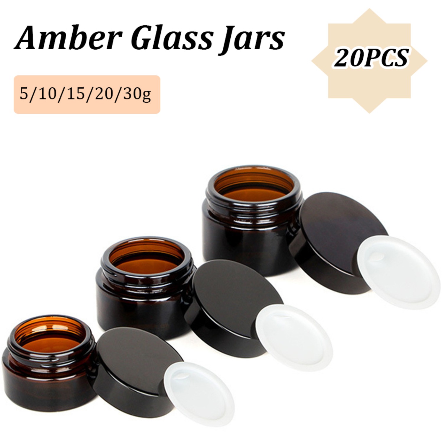 20 Chiếc 5G-50G Hổ Phách Tròn  - đánh giá và giá Food Storage Glass Set