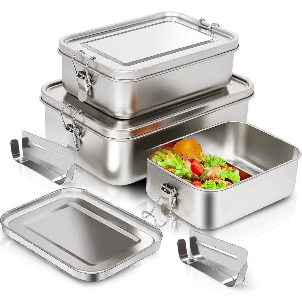 Stainless Steel Bento Box Meta - đánh giá và giá Food Storage Lock Box