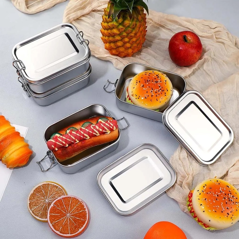 Stainless Steel Bento Box Meta - đánh giá và giá Food Storage Lock Box
